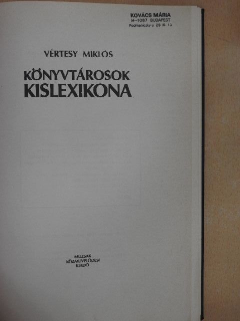Vértesy Miklós - Könyvtárosok kislexikona [antikvár]
