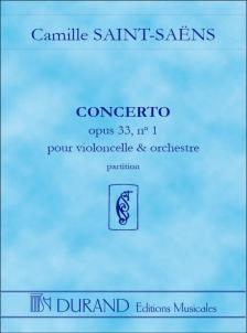 SAINT -SAENS - CONCERTO OP.33, NO.1 POUR VIOLONCELL & ORCHESTRE, PARTITION