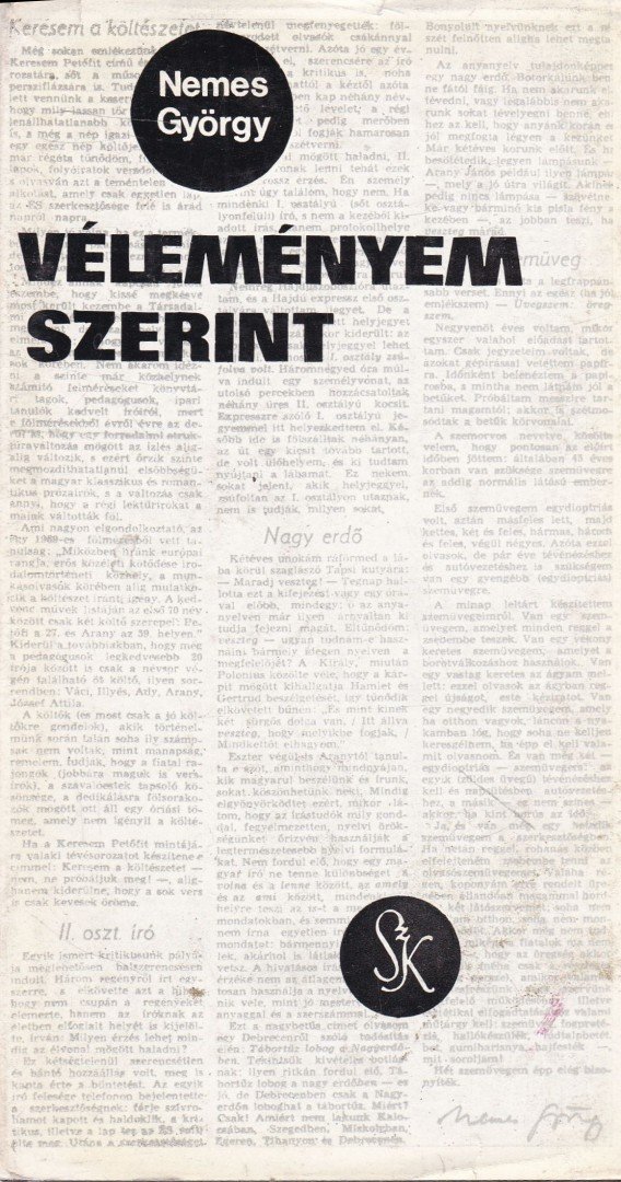 NEMES GYÖRGY - Véleményem szerint (dedikált) [antikvár]