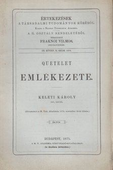 Keleti Károly - Quetelet emlékezete [antikvár]