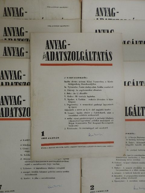 A. Bolgov - Anyag- és adatszolgáltatás 1952. január-december [antikvár]
