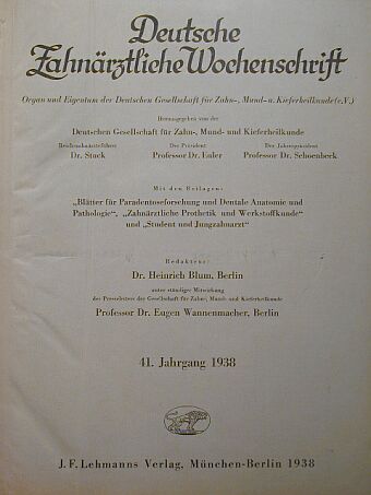 Deutsche Zahnärztliche Wochenschrift 1938. januar-dezember [antikvár]