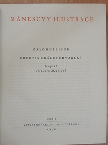 Antonín Matejcek - Mánesovy Ilustrace [antikvár]