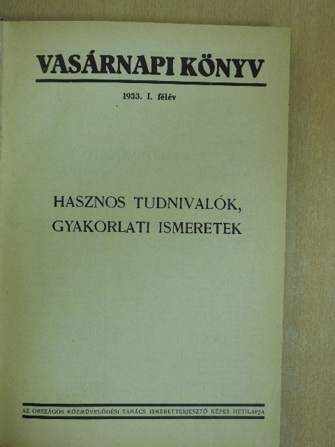 Vasárnapi Könyv 1933. január-december I-II. [antikvár]