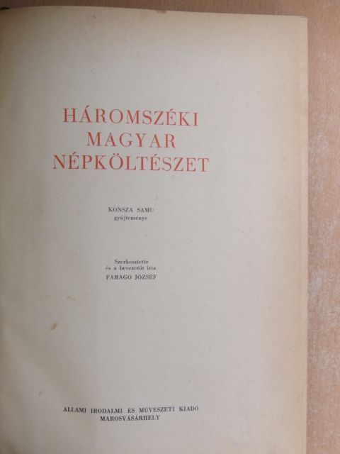 Háromszéki magyar népköltészet [antikvár]