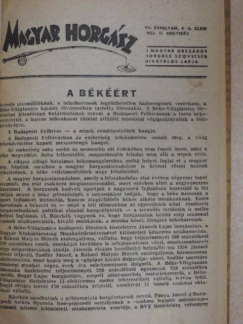 Magyar Horgász 1953-1954. (vegyes számok) (18 db) [antikvár]