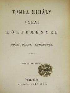 Tompa Mihály - Tompa Mihály lyrai költeményei III. (töredék) [antikvár]