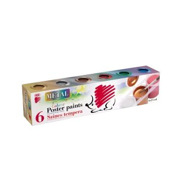 ICO Süni: Metál színű tégelyes tempera - 6 db-os