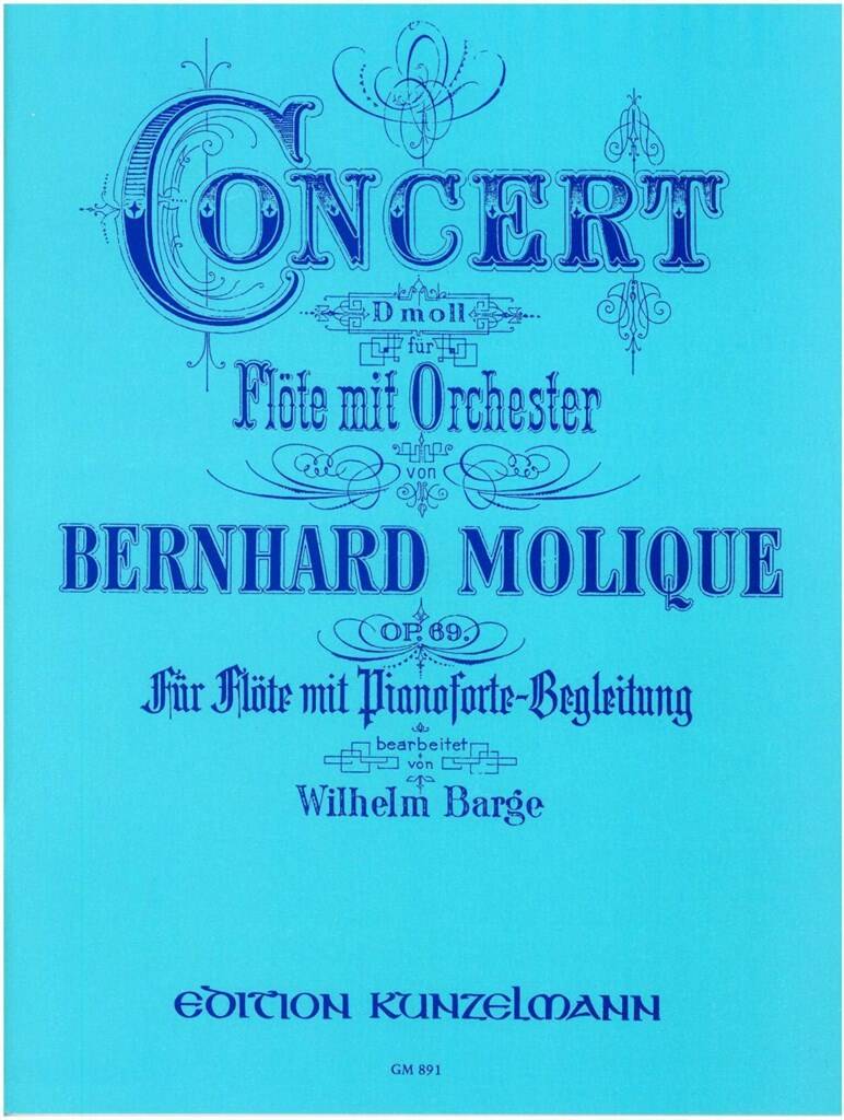 MOLIQUE - CONCERT d MOLL FLÖTE MIT ORCHESTER (BEARB. FÜR FLÖTE MIT PIANOFORTE BEGL. W. BARGE)