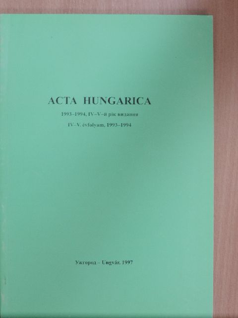 Földvári Sándor - Acta Hungarica 1993-1994 [antikvár]