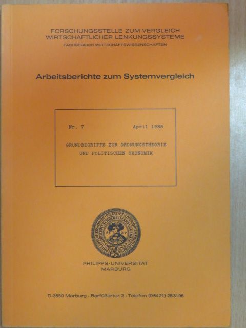 Alfred Schüller - Arbeitsberichte zum Systemvergleich April 1985 [antikvár]