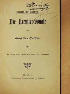 Graf Leo Tolstoi - Die kreutzer-Sonate (gótbetűs) [antikvár]
