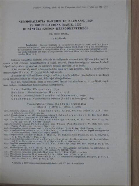 Dr. Sidó Mária - Nummofallotia Barrier et Neumann, 1959 és Goupillaudina Marie, 1957 dunántúli szenon képződményekből [antikvár]
