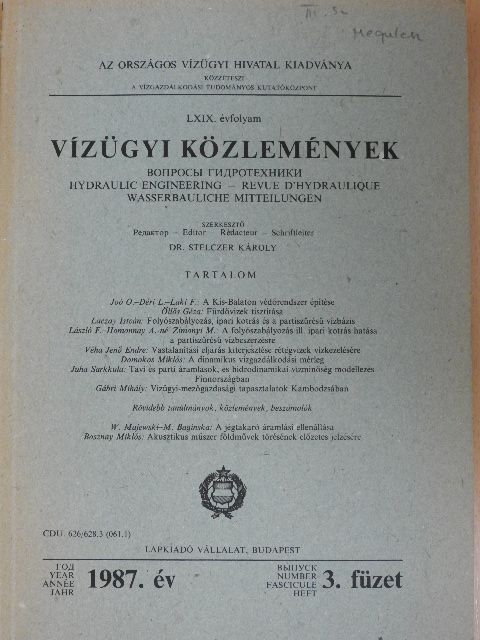 Domokos Miklós - Vízügyi közlemények 1987/3. [antikvár]