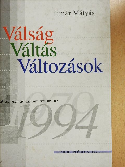 Timár Mátyás - Válság-Váltás-Változások [antikvár]