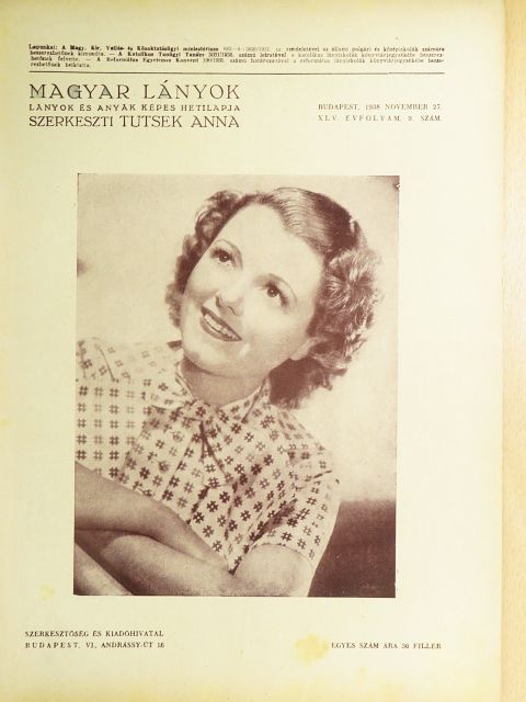 Kosáryné Réz Lola - Magyar Lányok 1938. november 27. [antikvár]
