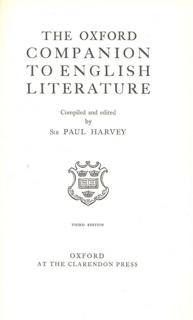HARVEY, PAUL - The Oxford Companion to English Literature [antikvár]
