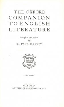 HARVEY, PAUL - The Oxford Companion to English Literature [antikvár]
