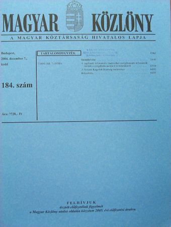 Magyar Közlöny 2004. december 7. [antikvár]