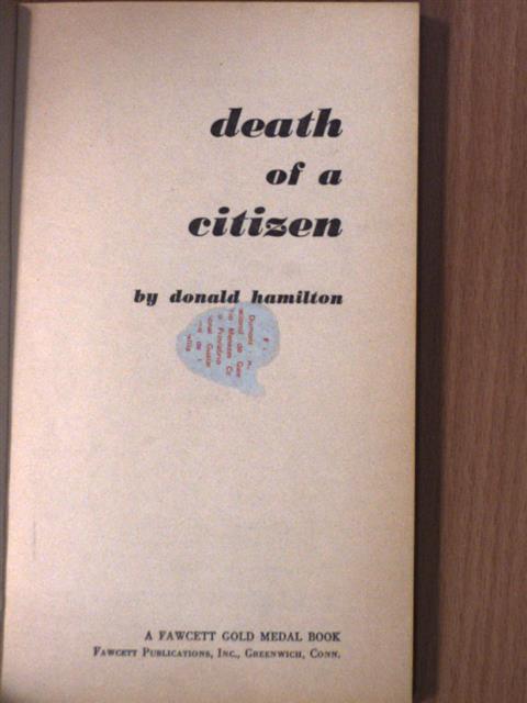 Donald Hamilton - Death of a Citizen [antikvár]