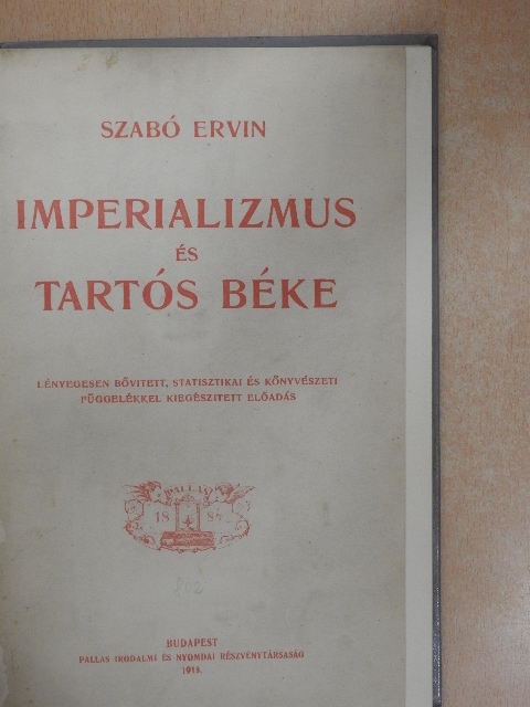 Szabó Ervin - Imperializmus és tartós béke [antikvár]