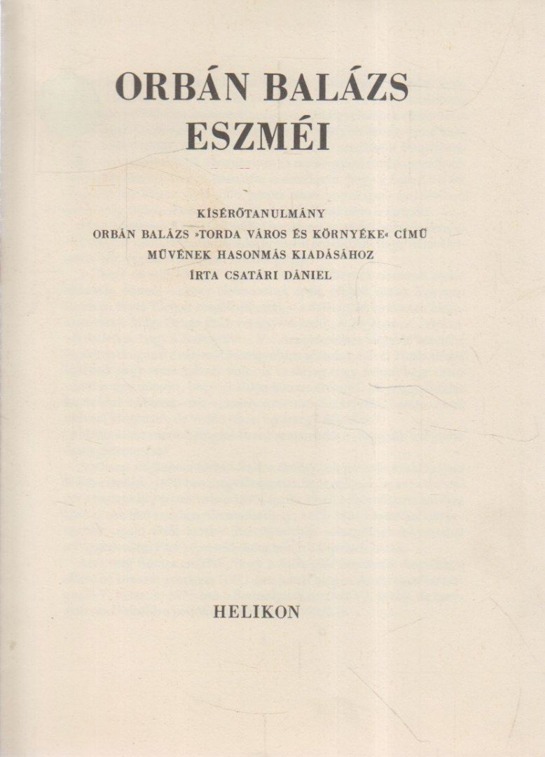 Csatári Dániel - Orbán Balázs eszméi [antikvár]