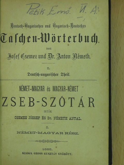 Csemez József - Német-magyar és magyar-német zseb-szótár I. [antikvár]