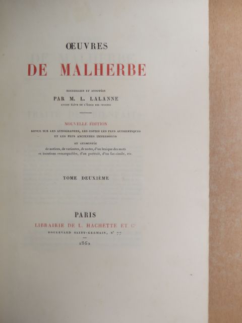 Malherbe - Oeuvres de Malherbe II. [antikvár]