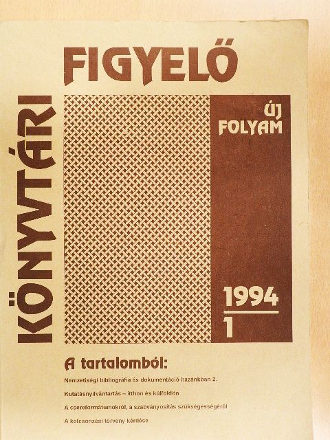 Berke Barnabásné - Könyvtári figyelő 1994/1. [antikvár]