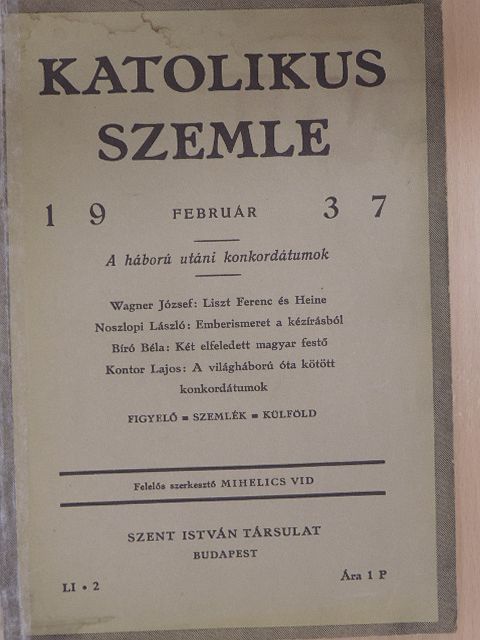 Bíró Béla - Katolikus Szemle 1937. február [antikvár]