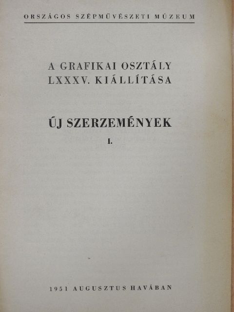 Új szerzemények I. [antikvár]
