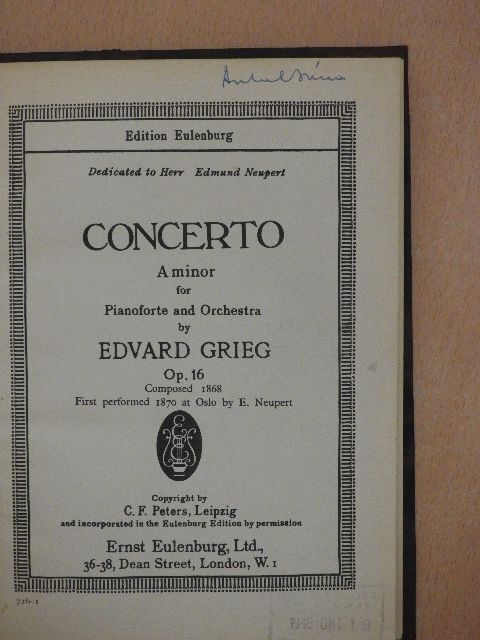 Edvard Grieg - Concerto A minor [antikvár]