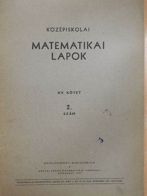 Scharnitzky Viktor - Középiskolai matematikai lapok 1957. évi 2. szám [antikvár]