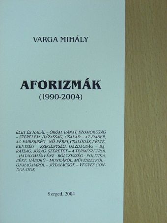 Varga Mihály - Aforizmák [antikvár]