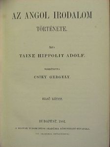 Taine Hippolit Adolf - Az angol irodalom története I. [antikvár]