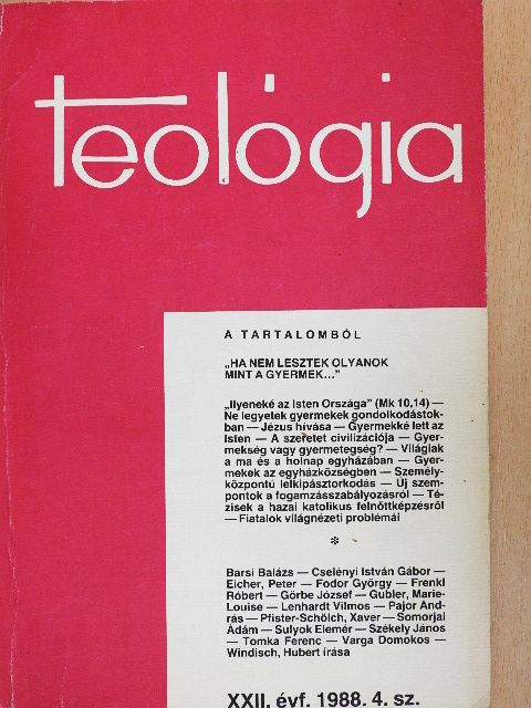 Barsi Balázs - Teológia 1988/4. [antikvár]