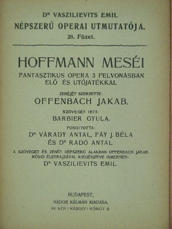 Offenbach Jakab - Hoffmann meséi [antikvár]