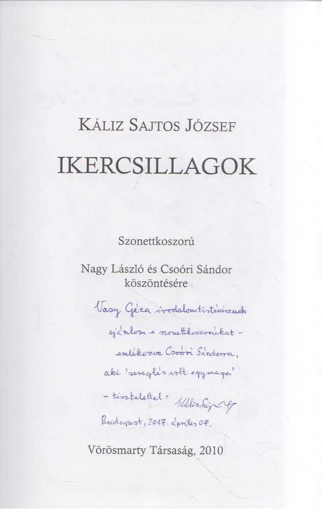 Káliz Sajtos József - Ikercsillagok (dedikált) [antikvár]