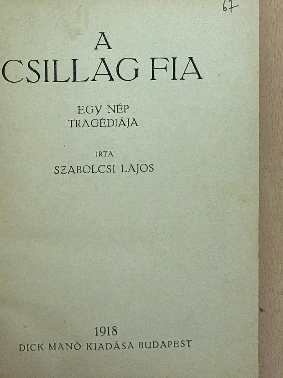 Szabolcsi Lajos - A csillag fia [antikvár]