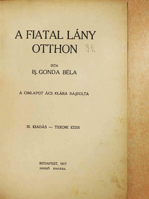 ifj. Gonda Béla - A fiatal lány otthon [antikvár]