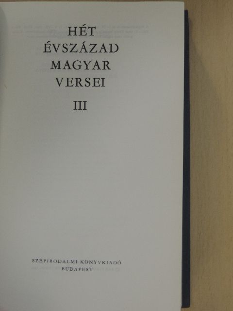 Berda József - Hét évszázad magyar versei III. (töredék) [antikvár]
