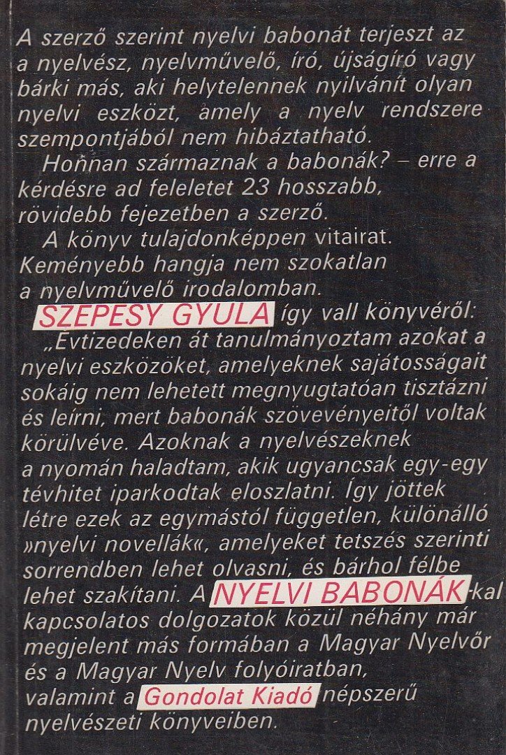 Szepesy Gyula - Nyelvi babonák [antikvár]