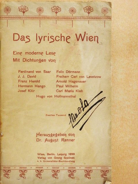 Ferdinand von Saar - Das lyrische Wien [antikvár]