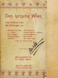 Ferdinand von Saar - Das lyrische Wien [antikvár]