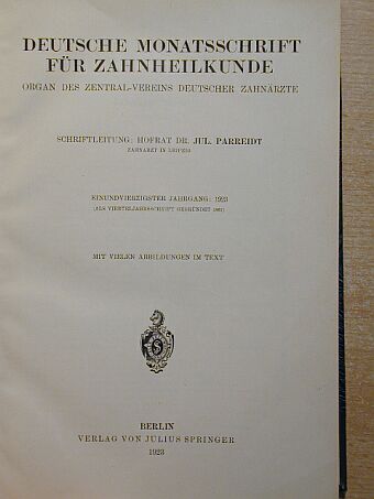Adloff - Deutsche Monatsschrift für Zahnhellkunde [antikvár]
