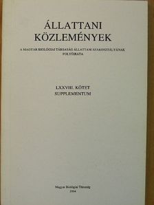Fülöp Tibor - Állattani Közlemények LXXVIII. Supplementum [antikvár]