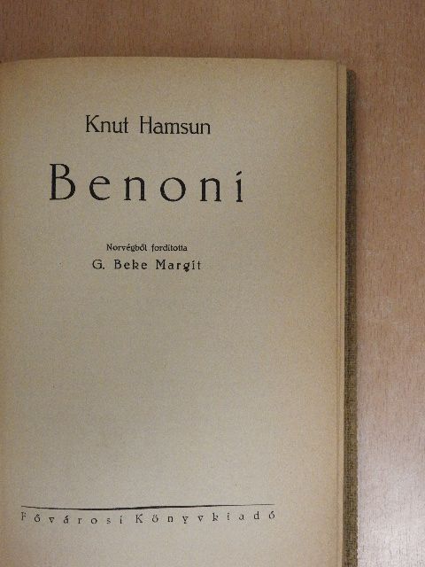 Knut Hamsun - Benoni [antikvár]