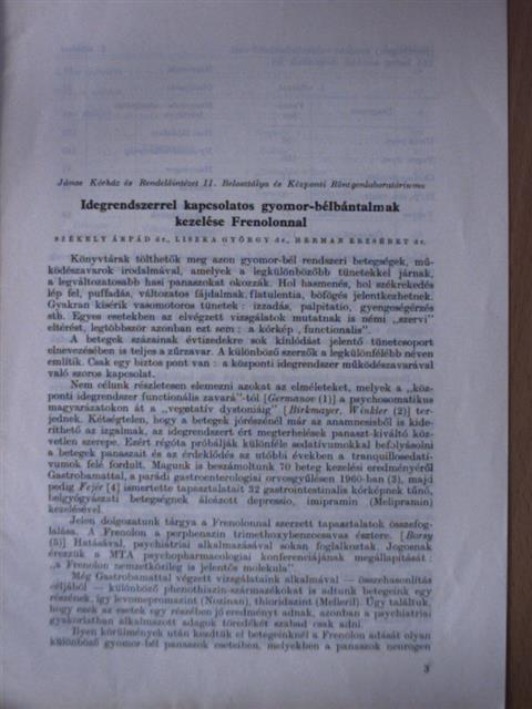 Dr. Herman Erzsébet - Idegrendszerrel kapcsolatos gyomor-bélbántalmak kezelése Frenolonnal [antikvár]
