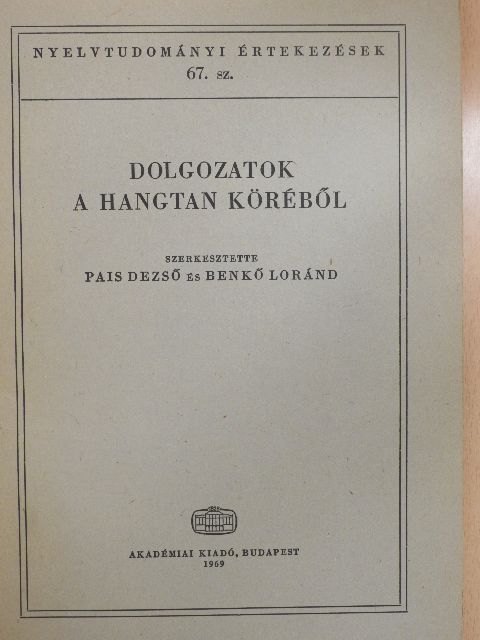 B. Lőrinczy Éva - Dolgozatok a hangtan köréből [antikvár]