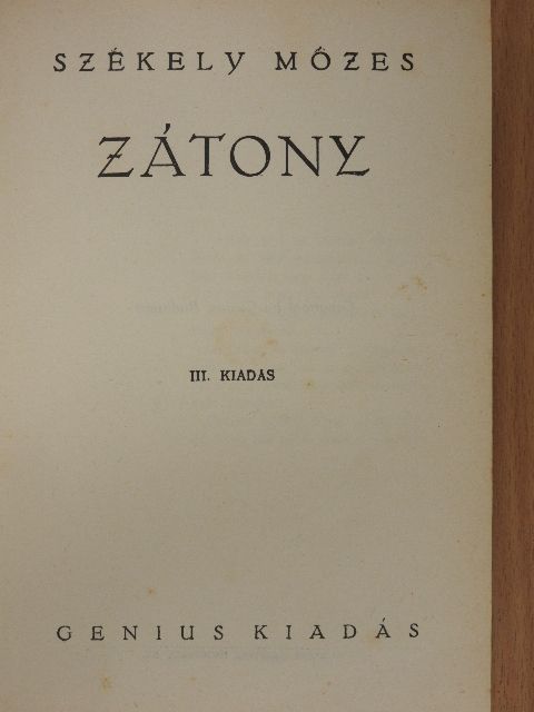 Székely Mózes - Zátony [antikvár]